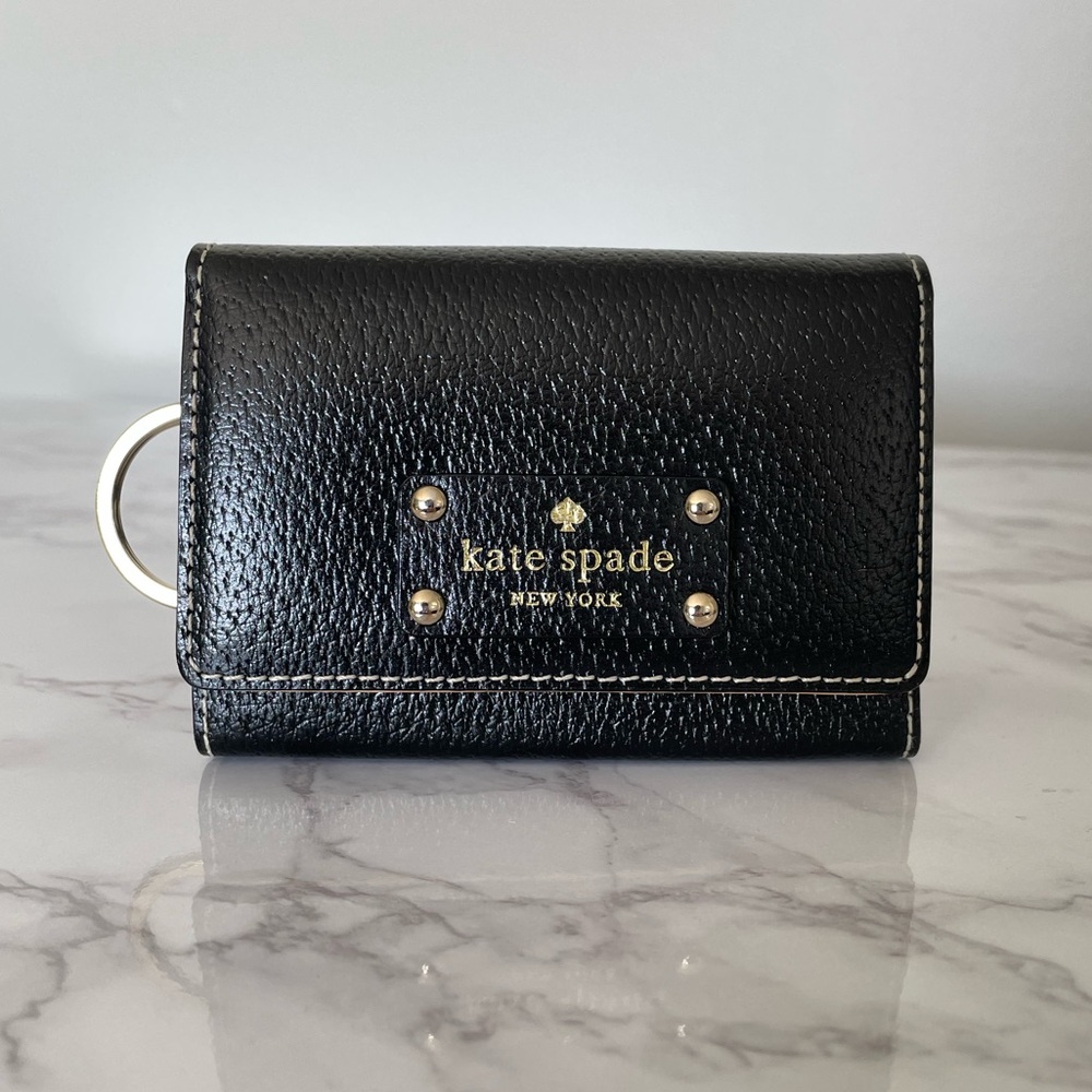 Kate Spade New York Card Case Black Wallet with Keychain